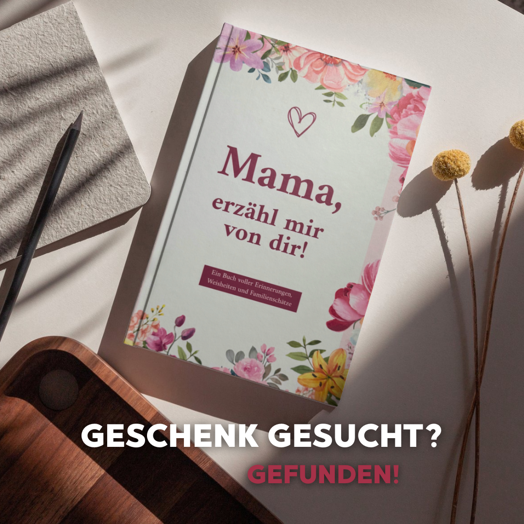 Personalisiertes Geschenk für Mama | Erinnerungsbuch „Mama, erzähl mir von dir“ mit personalisierter Dankeskarte | Geschenk für Mütter